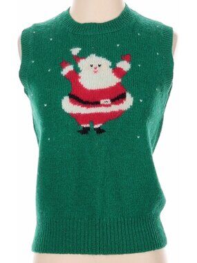 Robert Scott Sweater Vest Green Santa Claus Christmas Shetland Wool Knit Sz 36